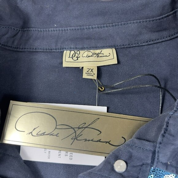 DG2 Diane Gilman Plus Sized Sequined Jacket Blue Women’s Size 2X - Picture 3 of 7